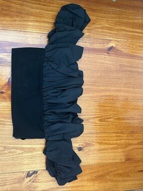 Zara Black Off-Shoulder Ruffle Crop Top